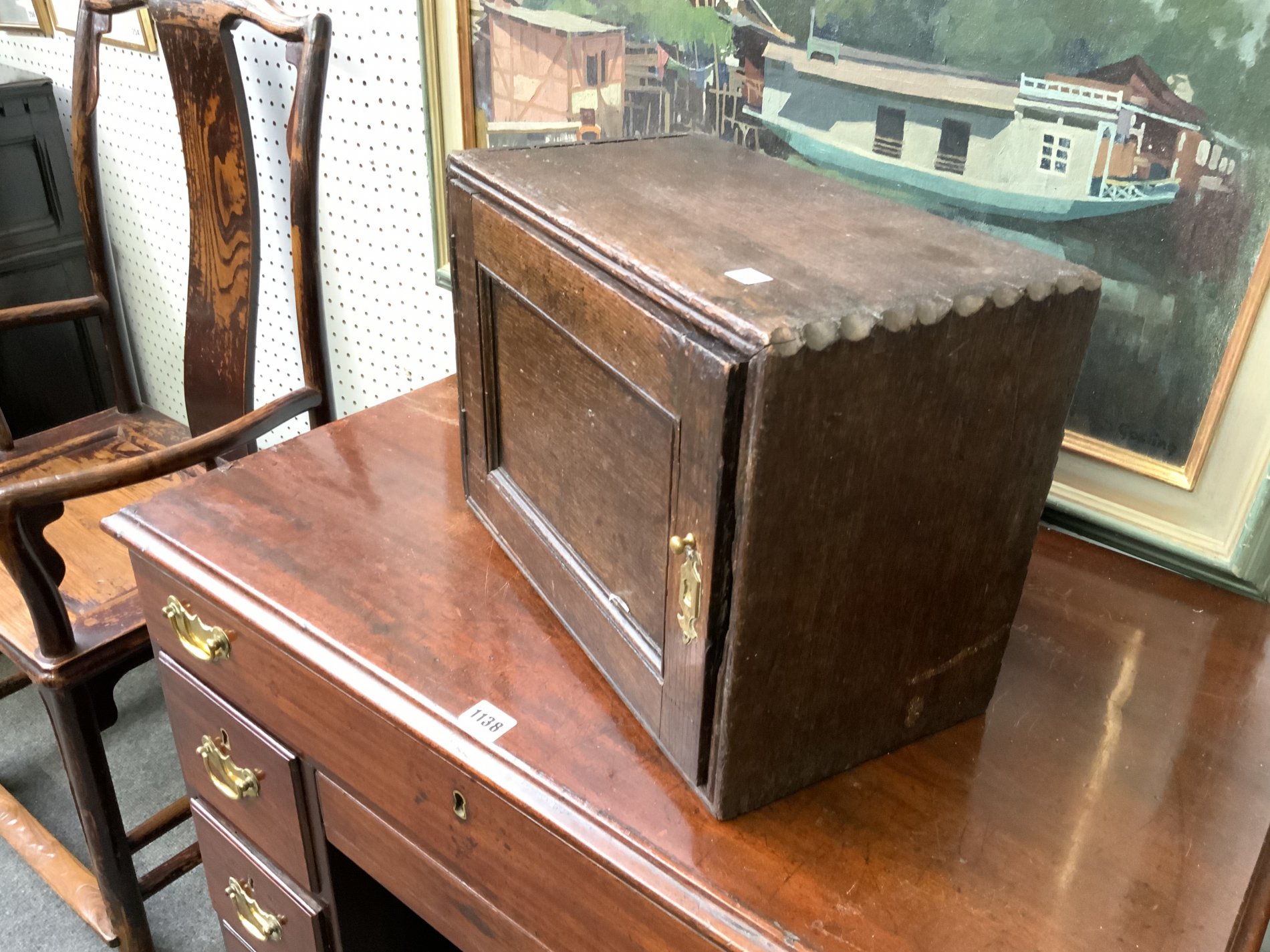 A GEORGE III FRUITWOOD WALL MOUNTED SLOPE FRONT SALT BOX (2) - Image 4 of 9