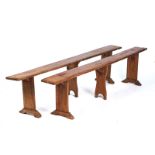 A PAIR OF 19TH CENTURY FRENCH ELM BENCHES (2)