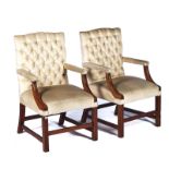 A PAIR OF GAINSBOROUGH STYLE OPEN ARMCHAIRS (2)