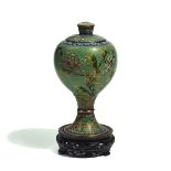 A CHINESE CLOISONNE BALUSTER VASE AND COVER