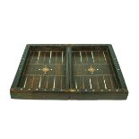 A CONTINENTAL ROSEWOOD, FRUITWOOD AND IVORY INLAID FOLDING GAMES BOARD