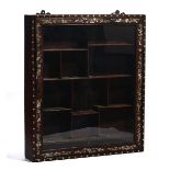 A CHINESE HONGMU AND MOTHER-OF PEARL INLAID HANGING WALL DISPLAY CABINET