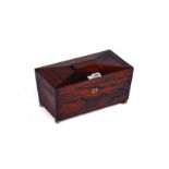 A REGENCY ROSEWOOD SARCOPHAGUS SHAPED TEA-CADDY