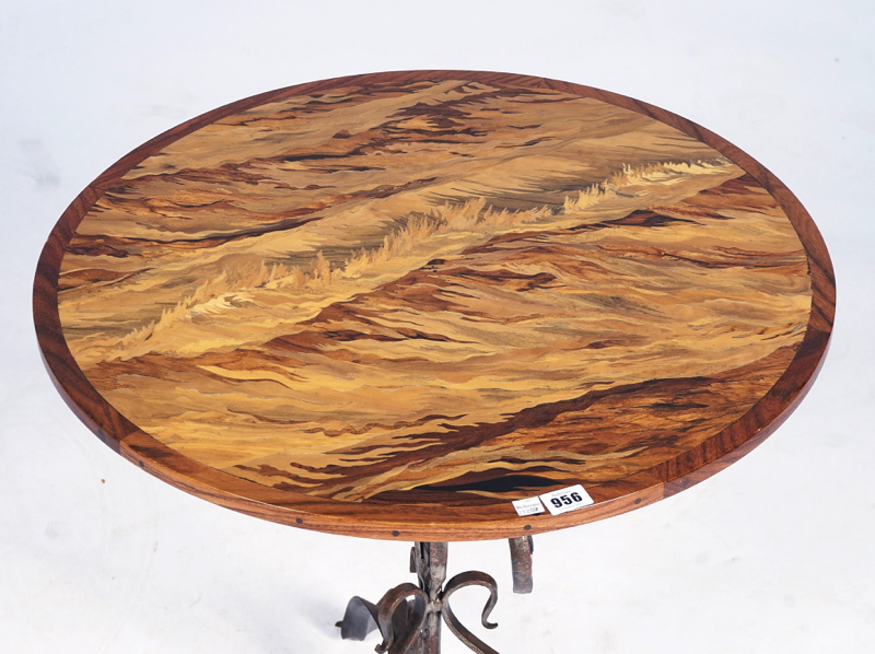 A CIRCULAR SPECIMEN WOOD INLAID OCCASIONAL TABLE - Image 2 of 2