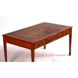 A GEORGE III STYLE MAHOGANY THREE DRAWER LIBRARY CENTRE TABLE