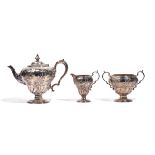 A LATE VICTORIAN SILVER THREE PIECE TEA SET (3)