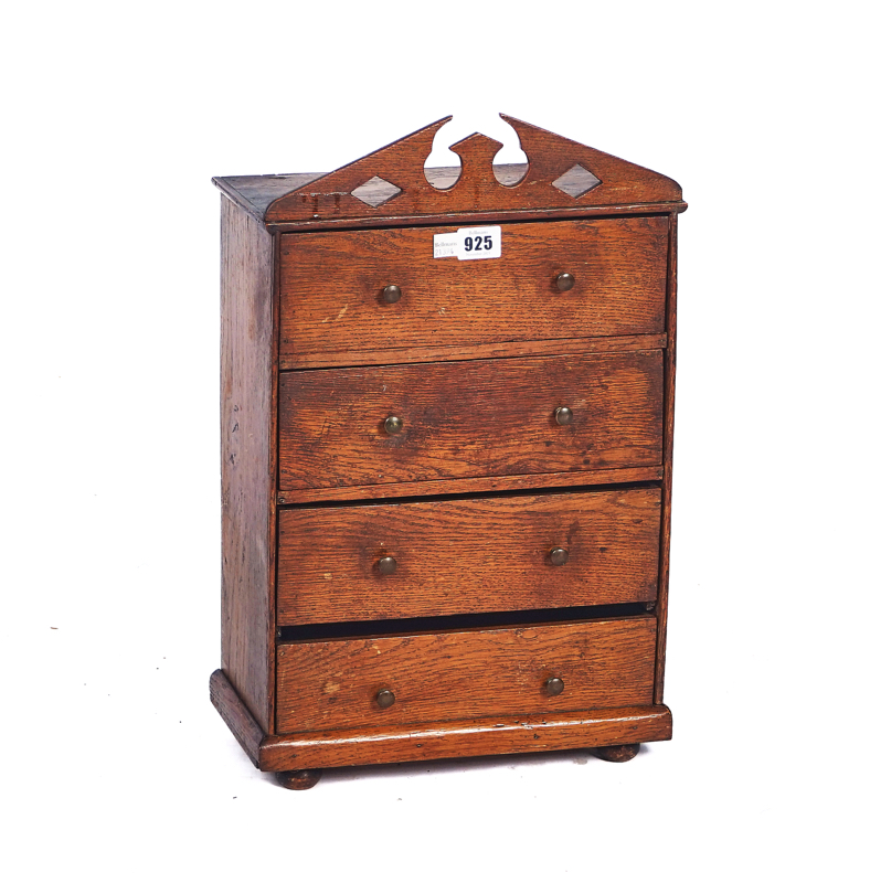 A 19TH CENTURY OAK MINIATURE CHEST OF FOUR DRAWERS (3) - Image 2 of 3