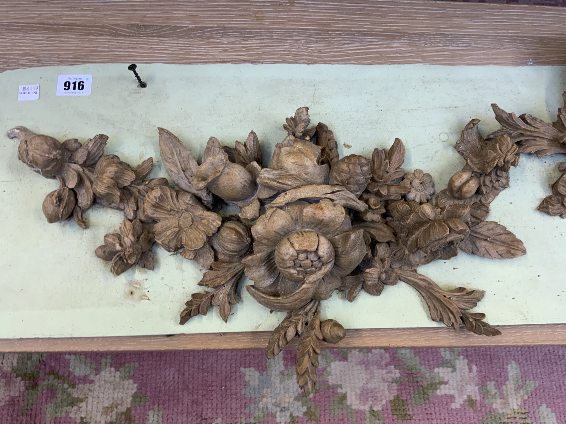 IN THE MANNER OF GRINLING GIBBONS; A 19TH CENTURY CARVED LIMEWOOD FRIEZE AND LATER MOUNTED - Image 4 of 6