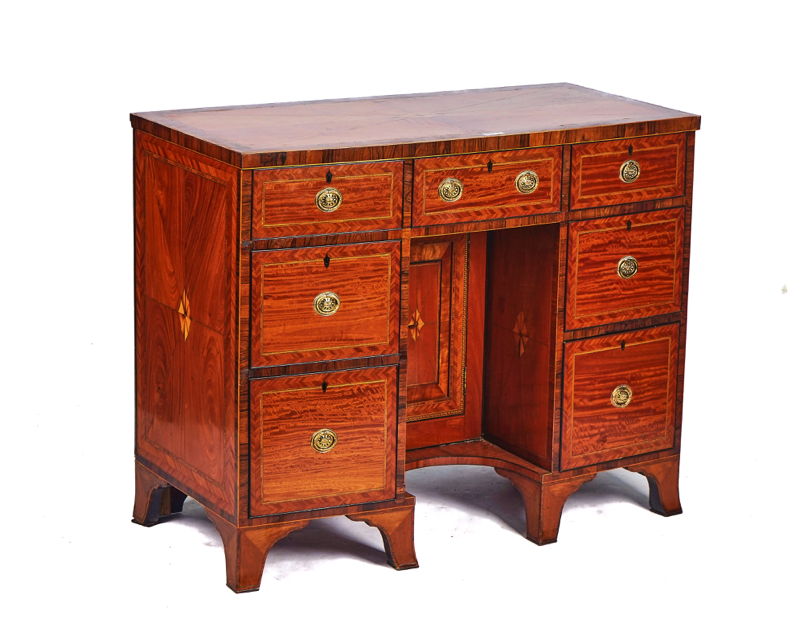 A 19TH CENTURY ROSEWOOD BANDED SATINWOOD BOWFRONT SIDEBOARD