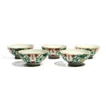 FIVE CHINESE PORCELAIN TEABOWLS