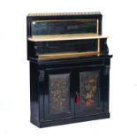 A VICTORIAN AESTHETIC MOVEMENT PARCEL GILT EBONISED MIRROR BACK CHIFFONIER