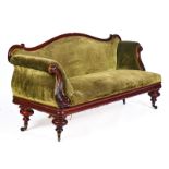 A GEORGE IV MAHOGANY FRAMED SOFA WITH OUTSWEPT ARMS