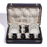 A SILVER MOUNTED AYNSLEY BONE CHINA CABARET SET