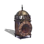 A BRASS LANTERN CLOCK