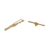 TWO GOLD BROOCHES (2)