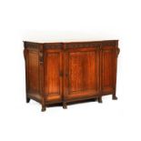 AN 18TH CENTURY STYLE OAK BREAKFRONT SIDE CABINET