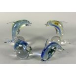 A GROUP OF THREE MODERN GLASS FIGURES FROMED AS DOLPHINS (4)