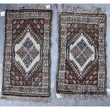 A PAIR OF KONYA TURKISH RUGS, BROWN, WHITE AND GREY (2)