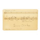 BLOCH, Ernest (1880-1959). A manuscript musical quotation from "Voice in the Wilderness." With...