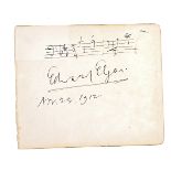 ELGAR, Edward (1857-1934). A manuscript musical quotation from "In the South."
