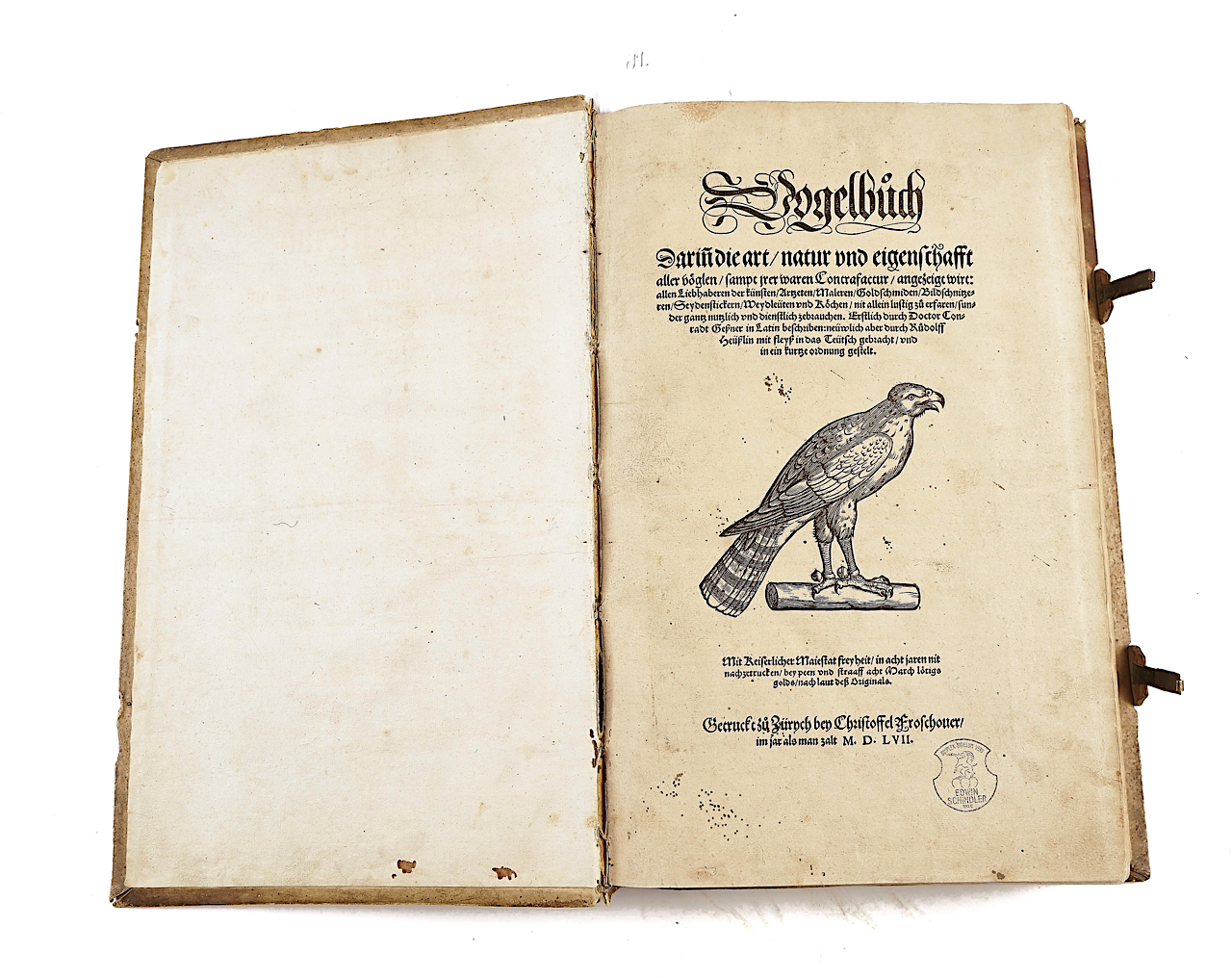 GESNER [or GESSNER], Conrad (1516-65). Vogelbuch, Zürich, 1557, 219 fine woodcut illustrations...