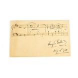 BRITTEN, Benjamin (1913-76). A manuscript musical quotation from the Piano Concerto, signed...