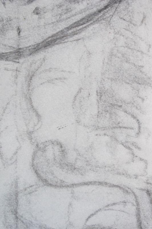 Circle of Frank Auerbach (German/British, b 1931) - 'Human skull', pencil drawing, - Image 3 of 6