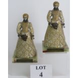 A pair of Birmingham mint limited edition metal figures of Queen Elizabeth I by Anna Danesin,
