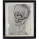 Circle of Frank Auerbach (German/British, b 1931) - 'Human skull', pencil drawing,