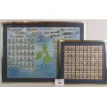A framed set of Players cigarette cards featuring RAF squadron crests plus a framed Battle Of