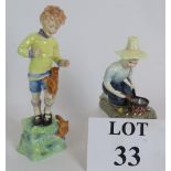 A Royal Worcester figurine 'October 3417' and a Royal Doulton figurine 'River Boy' HN2128.