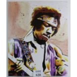 Tyrone Stuart Lowery (b 1977) - 'Purple Haze, Jimmy Hendrix', acrylic on canvas, signed,