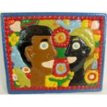 French School (20th century) - A highly decorative mid century relief carved wooden plaque with