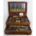 A large Atkins Brothers fitted oak canteen of cutlery circa 1930's,