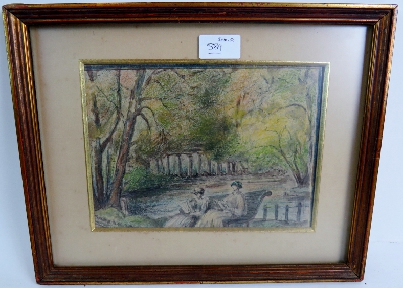 C Pouzadoux (late 19th/early 20th century) - 'Parc Monceau', watercolour, signed, titled, - Image 8 of 10