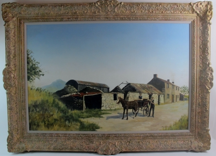 Micheal Wood (contemporary) - 'Welsh country lane', oil on canvas, signed, further info verso,