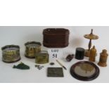 An interesting lot of collectables including a pair of wine coasters, a hat pin stand,