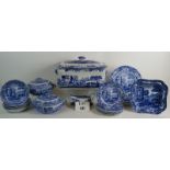 A collection of Copeland Spode Italian wares including two lidded tureens, sauce boat, square dish,