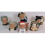 Six Royal Doulton character jugs to incl