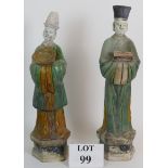 A pair of antique Chinese Sancai funerar