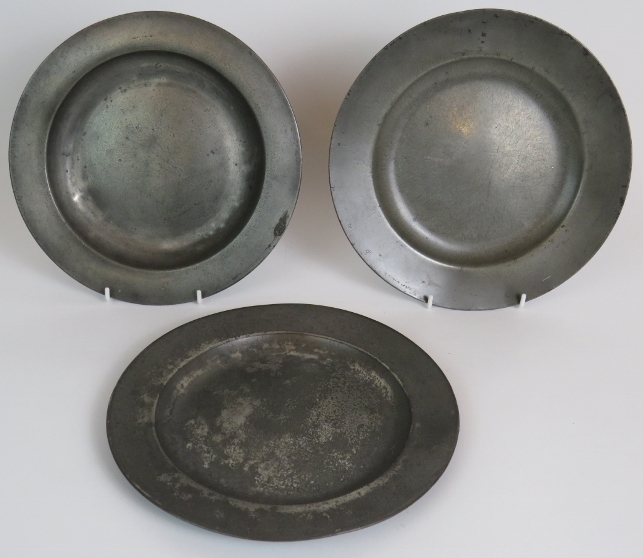 Three 18th/19th Century pewter plates, a - Image 3 of 7