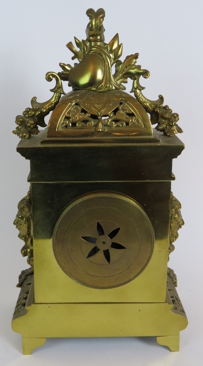 An ornate French brass mantle clock by J - Image 3 of 4