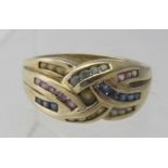 A 9ct yellow gold ring set with bands of