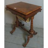 A pretty Victorian figured walnut sewing