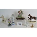 Seven continental ceramic figurines incl