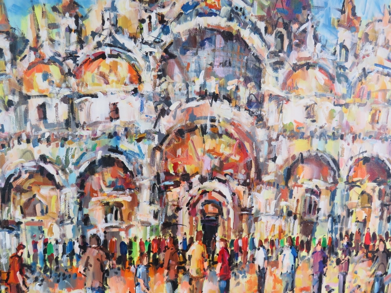 Olivia Pilling (b 1985) - 'St Mark's Basilica, Venice', oil on canvas, stretchered but unframed. - Image 2 of 3