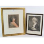 Two antique mezzotints - 'Lady Hamilton as a bacchante, after Romney, 1786', and 'Mrs Robinson',