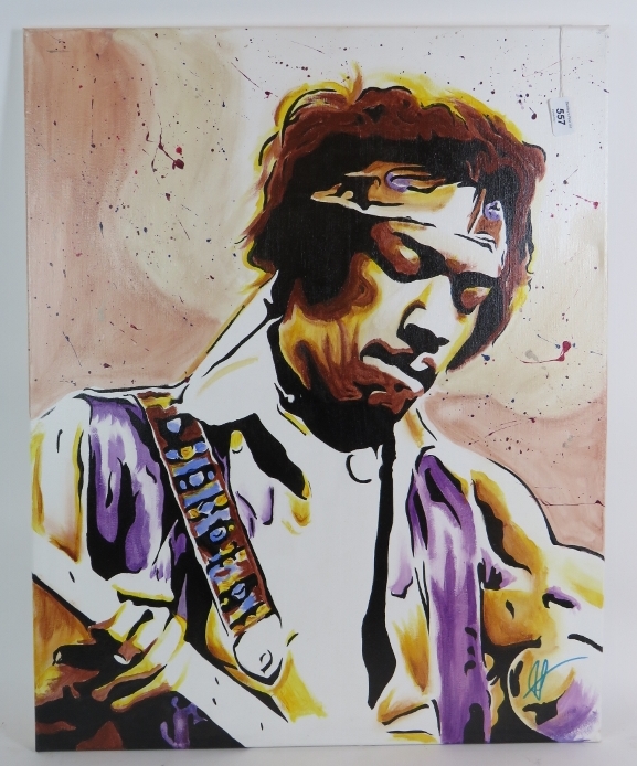 Tyrone Stuart Lowery (b 1977) - 'Purple Haze, Jimmy Hendrix', acrylic on canvas, signed,