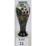 Moorcroft pottery blackberries pattern tall vase with date mark for 1991. Height: 28cm.