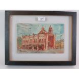 Barry De More (b 1948) - 'Elland Town Hall', oil on board, signed and dated 2010,